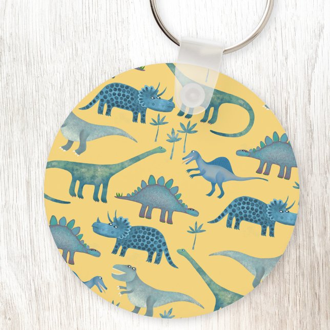 Dinosaurs Gult Nyckelring (Fun yellow dinosaur keyring)
