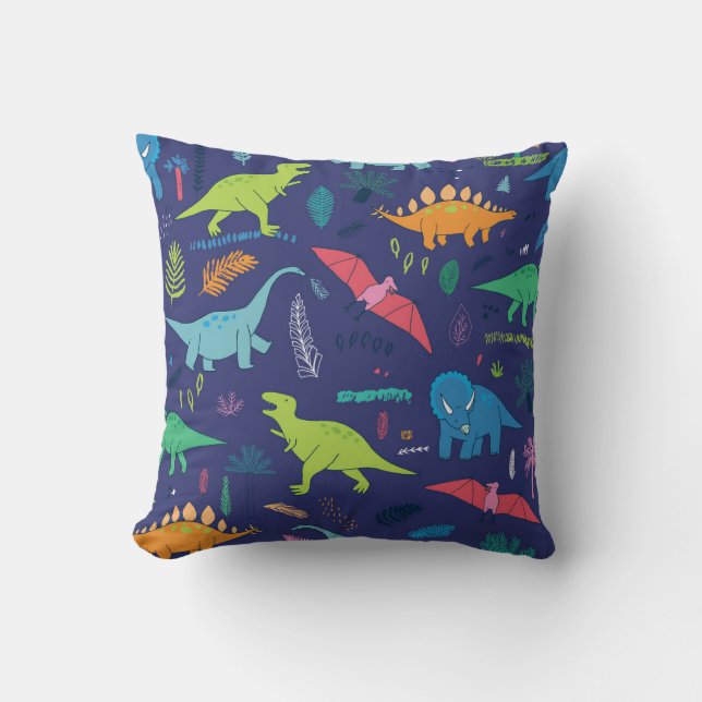 Dinosaurs Handflatan Tropiska Vintagen Mönster Kudde (Framsida)