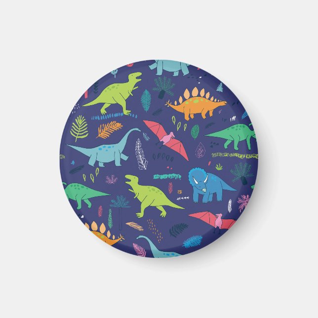 Dinosaurs Handflatan Tropiska Vintagen Mönster Magnet (Framsidan)