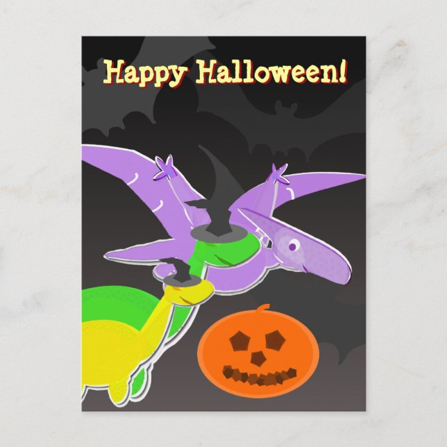 Dinosaurs Happy halloween vykort (Framsida)