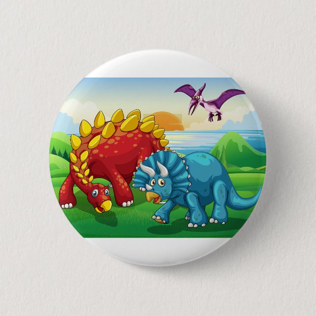 Dinosaurs i parkera knapp (Framsida)