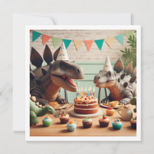 Dinosaurs inbjudan att äta kaka