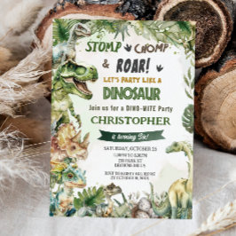 Dinosaurs Jurassic Födelsedagsfest Stomp Chomp Roa Inbjudningar