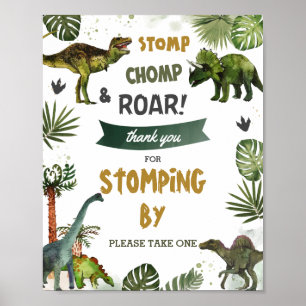 Dinosaurs Jurassic Födelsedagsfest Tack Favoriter Poster