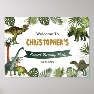 Dinosaurs Jurassic Födelsedagsfest Välkomstsignal Poster