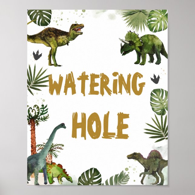 Dinosaurs Jurassic Födelsedagsfest Watering Hål Poster (Framsidan)