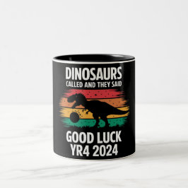 Dinosaurs kallat Funny Asteroid 2024 YR4 Två-Tonad Mugg