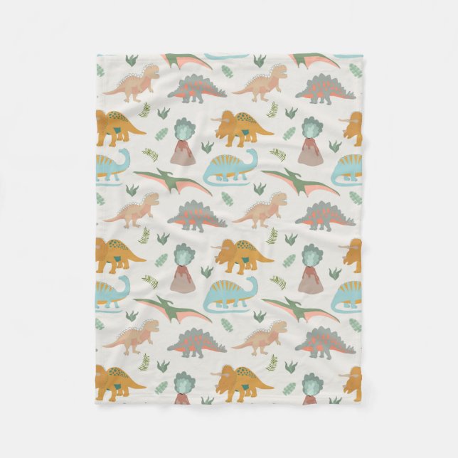 Dinosaurs Kids Hand Drawn Boho Dinosaur Bedroom Fleecefilt (Framsidan)