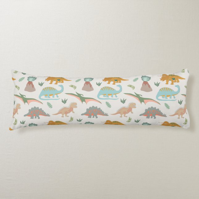 Dinosaurs Kids Hand Drawn Boho Dinosaur Bedroom Kroppskudde (Framsidan)
