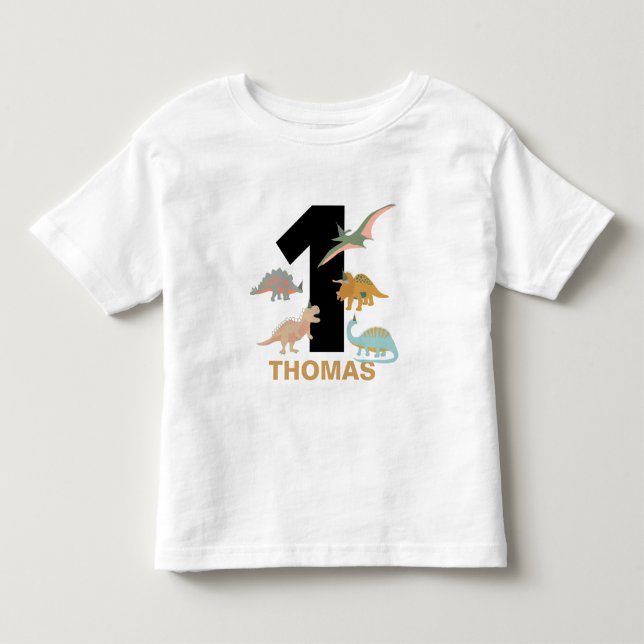 Dinosaurs Kids Hand Drawn Boho Dinosaur Birthday T Shirt (Framsida)