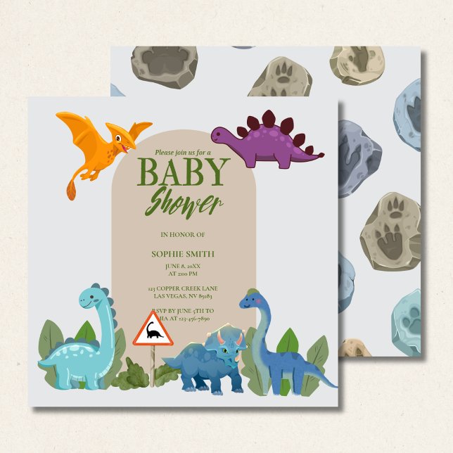 Dinosaurs korsning, T-rex babystötare Inbjudningar (Skapare uppladdad)