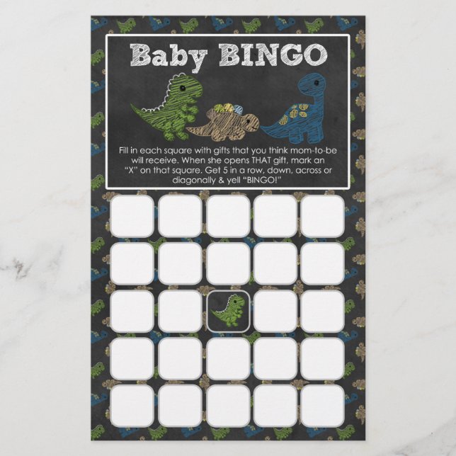 Dinosaurs-kort för babybabyskor, Game BINGO (Framsida)