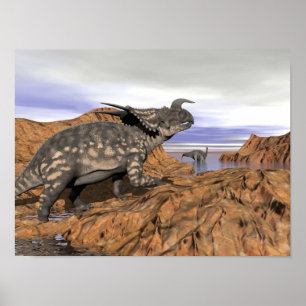 Dinosaurs landskap - 3D framför Poster