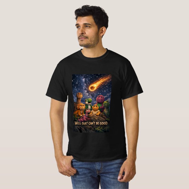 Dinosaurs Looking Up at Incoming Meteor T Shirt (Hel framsida)
