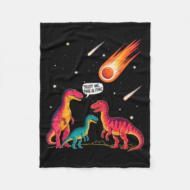 Dinosaurs Meteorite Sarcastic This Is Fine Funny  Fleecefilt (Framsidan)