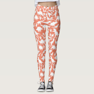 Dinosaurs mönster 01 w. Orange BG Leggings