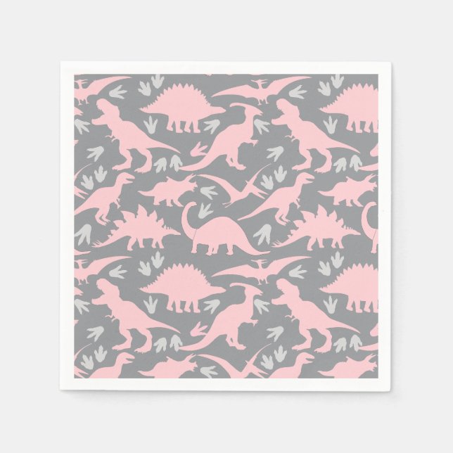 Dinosaurs mönster 5.P. Grått BG Pappersservett (Framsidan)