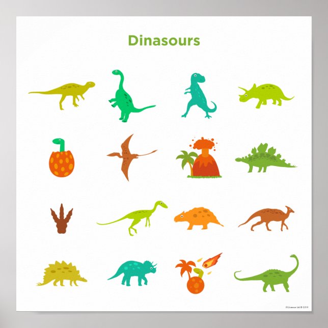 Dinosaurs Mönster Poster (Framsidan)