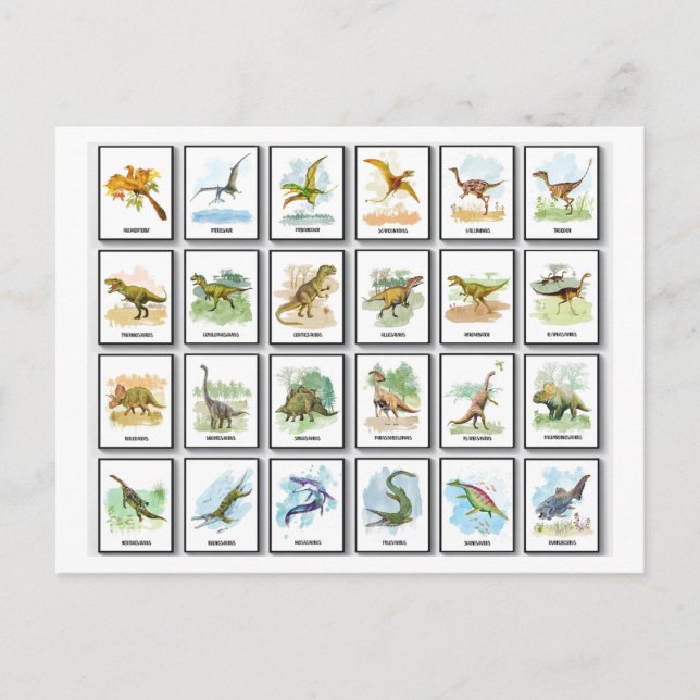 Dinosaurs namn helg vykort (Framsida)