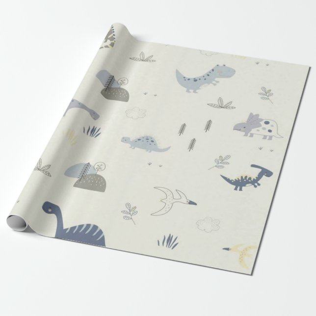 Dinosaurs omsluter papper för barn  presentpapper (Utrullad)