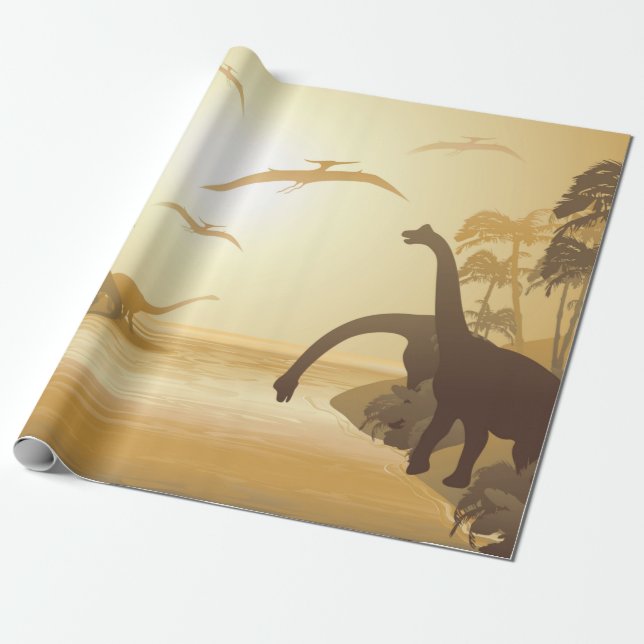 Dinosaurs on Tropical Jurassic Landscape  Presentpapper (Utrullad)
