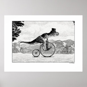 Dinosaurs på cyklar - T-Rex Poster