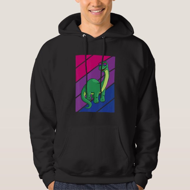 Dinosaurs Pride Bisexual Flag LGBTQ Proud Ally Pri Hoodie (Framsida)