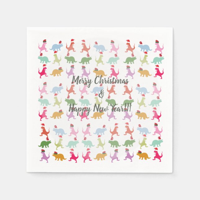 Dinosaurs Santa Mood Pappersservett (Framsidan)