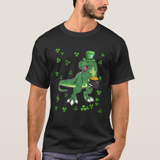 Dinosaurs  Shamrock Irish Lucky St Patricks Day C T Shirt (Framsida)