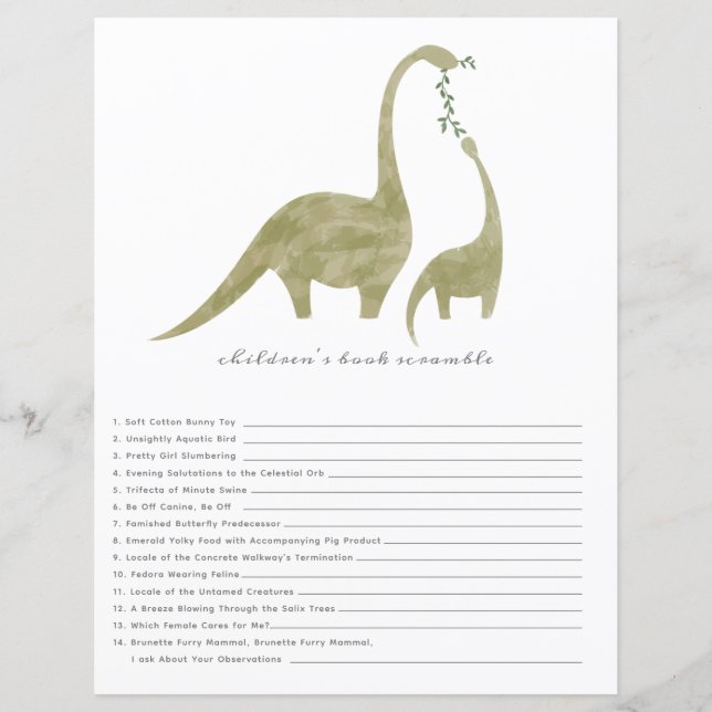 Dinosaurs Shower Bok Scramble Game (Framsida)