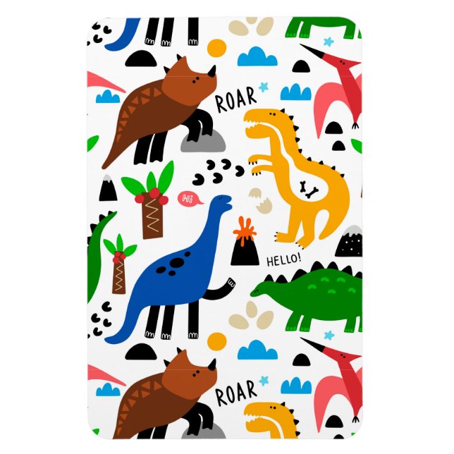Dinosaurs sömlös mönster magnet (Vertikal)