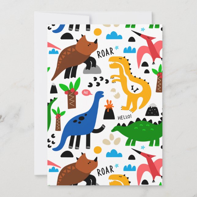 Dinosaurs sömlös mönster tack kort (Framsida)