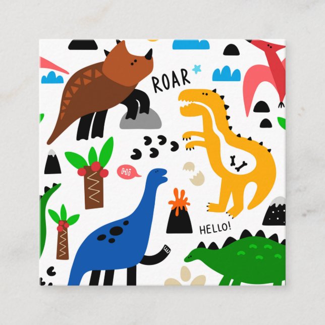 Dinosaurs sömlös mönster tilläggskort (Framsida)