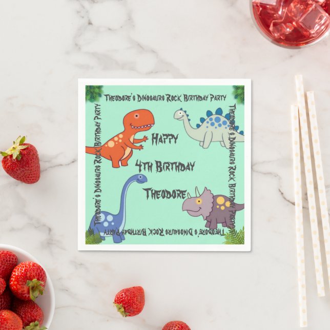 Dinosaurs Sten Födelsedagsfest Pappersservett (Insitu)