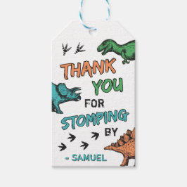 Dinosaurs Stomp Chomp Roar Birthday Tack Presentetikett