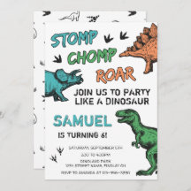 Dinosaurs Stomp Chomp Roar Födelsedagsfest, alla å