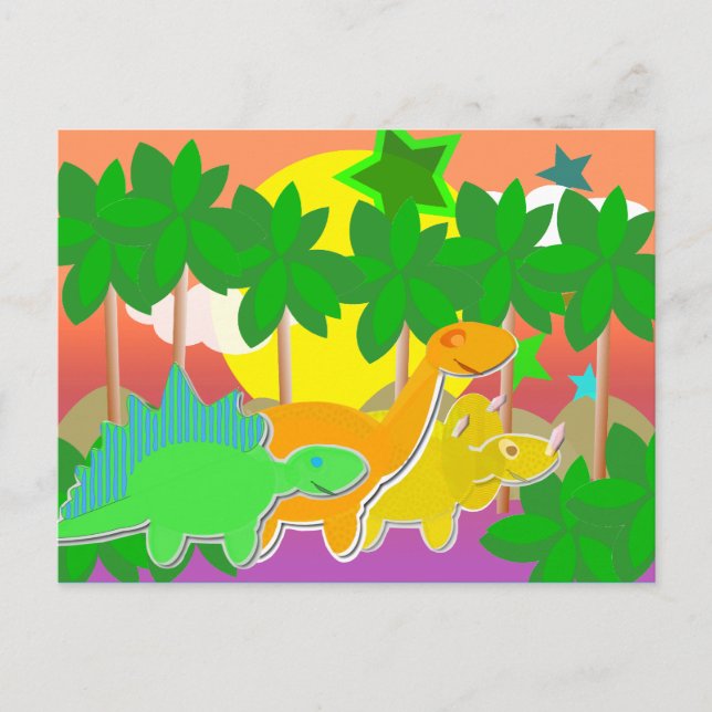 Dinosaurs Sunset-vykort Vykort (Framsida)