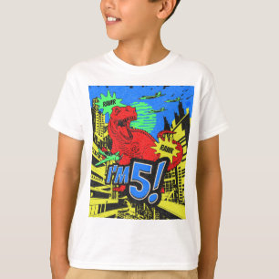 Dinosaurs Tecknad Bok I är 5 födelsedagspojke T Shirt