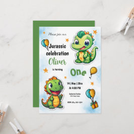 Dinosaurs Tecknad Boy First Födelsedagsfest Inbjudningar