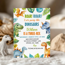 Dinosaurs Three-rex Födelsedagsfest inbjudan