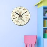 Dinosaurs with names Personalized Rund Klocka<br><div class="desc">Add your child’s name to this fun 12 Dinosaurs in with their dino names. The perfect educational design for the child who loves dinosaurs. This fun palaeontology clock includes all the prehistoric jurassic era favourites including T. rex or tyrannosaurus, velociraptors, brachiosaurus, brontosaurus, stegosaurus, the flying pterodactyl, triceratops, spinosaurus, ankylosaurus, plesiosaurs,...</div>