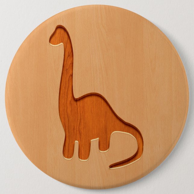 Dinosaursilhouette som inristas på den wood knapp (Framsida)