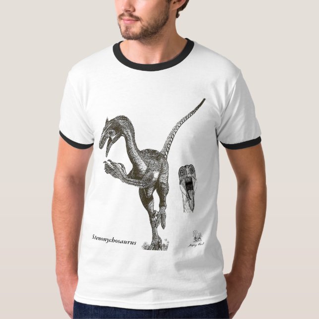 DinosaurskjortaStenonychosaurus Troodon Greg Paul Tee (Framsida)