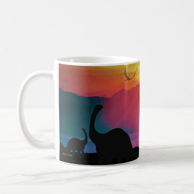 Dinosaursolnedgång Kaffemugg (Vänster)