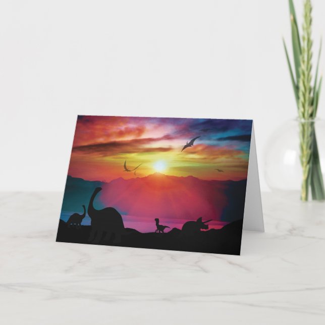 Dinosaursolnedgång Kort (Framsida)