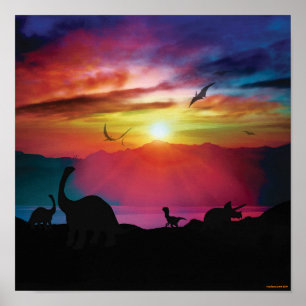 Dinosaursolnedgång Poster