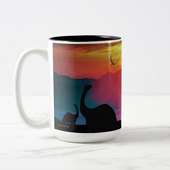 Dinosaursolnedgång Två-Tonad Mugg (Vänster)