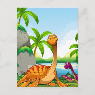 Dinosauruppehälle i djungeln vykort