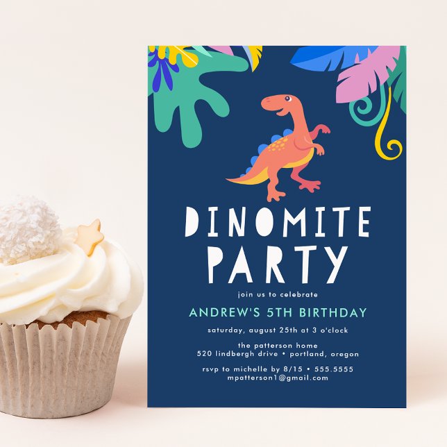 Dinosaurus födelsedagsfest Dinomite Inbjudningar (Skapare uppladdad)