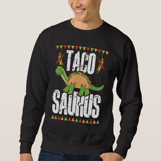 Dinosaurus nationella tako Day Taco Saurus Dino Ta Lång Ärmad Tröja (Framsida)